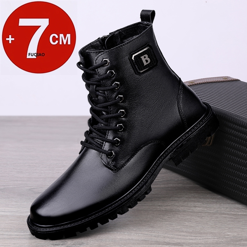 Men'S Accessories Leather - Мужские ботинки-лифты из натуральной кожи, зимние