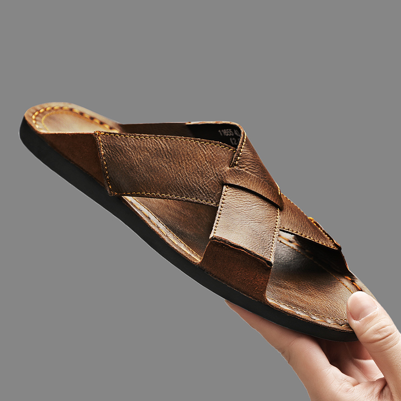 Men'S Accessories Leather - Модные мужские тапочки из натуральной кожи,