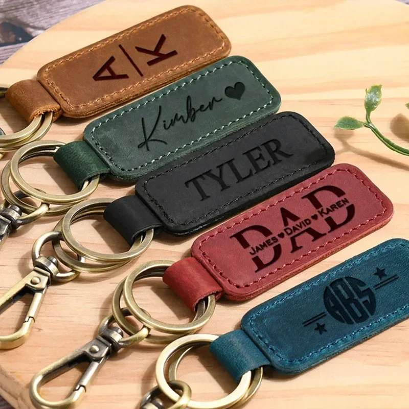 Men Accessories In Silver - Кожаный брелок с лазерным логотипом и