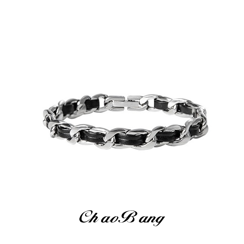 Men'S Accessories High End - Модный кожаный браслет из титановой стали
